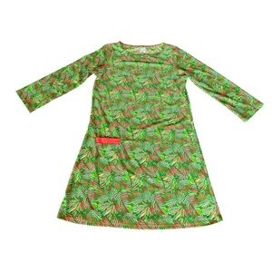 Cabana Life Women's Dress Medium Tropical Print Green/pink/peach Tunic